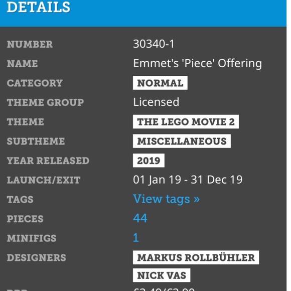 Lego: The Lego Movie 2:  Emmet's piece Offering (30340) new in sealed poly bag - Picture 3 of 3